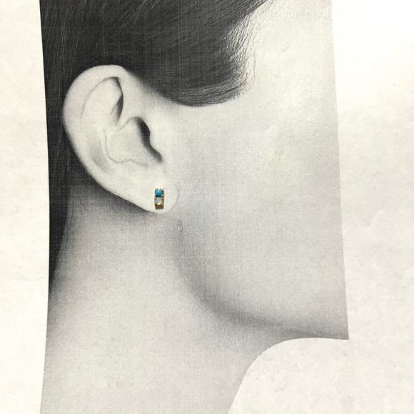 NEW Lulu Frost Earring 14k Earring real gold earring CODE Turquoise Opal Stud - Picture 8 of 11